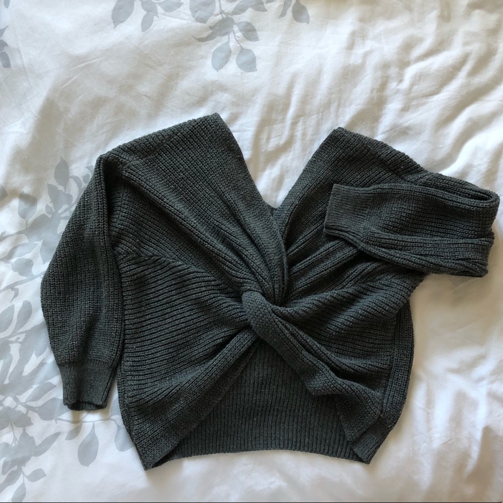 Grey sweater open back